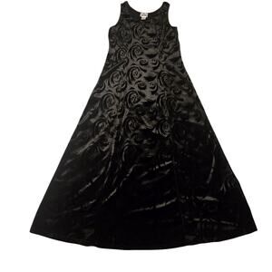 Vintage 90s Jalate Velvet Floral Burnout Maxi Dress Size M Whimsigoth Goth Boho